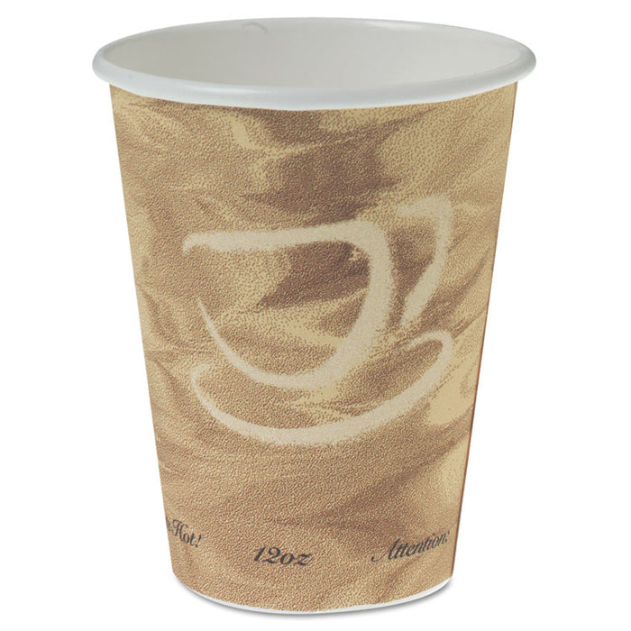 Mistique Polycoated Hot Paper Cup, 12 oz, Printed, Brown, 50/Sleeve, 20 Sleeves/Carton