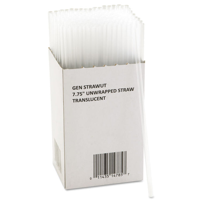 Unwrapped Jumbo Straws, 7 3/4", Translucent, 225/Pack, 50 Packs/Carton