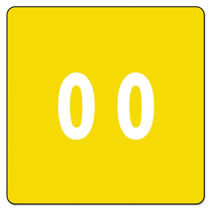 Numerical End Tab File Folder Labels, 0, 1.5 x 1.5, Yellow, 250/Roll