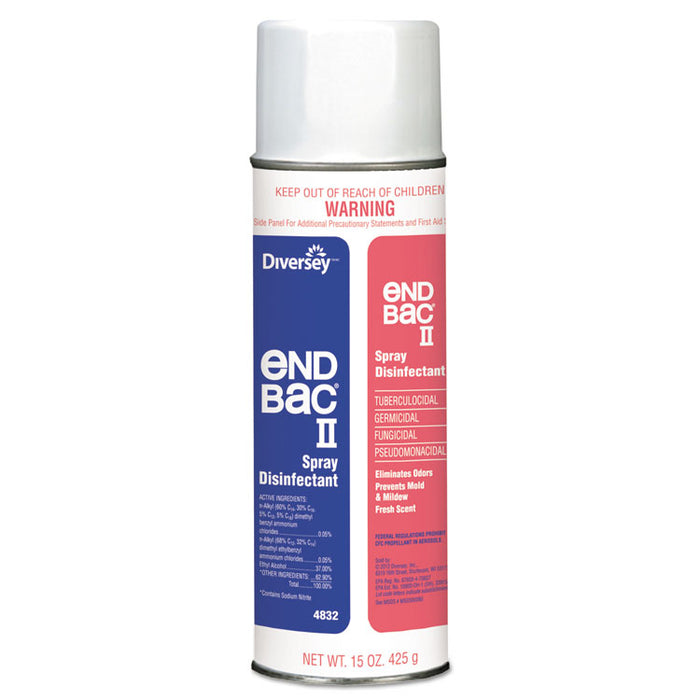 End Bac II Spray Disinfectant, Fresh Scent, 15 oz Aerosol Spray, 12/Carton