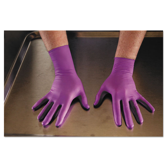 PURPLE NITRILE Exam Gloves, 310 mm Length, Large, Purple, 500/CT