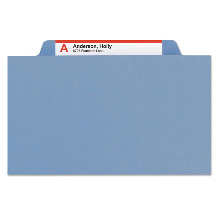 Colored Top Tab Classification Folders, 1 Divider, Letter Size, Blue, 10/Box