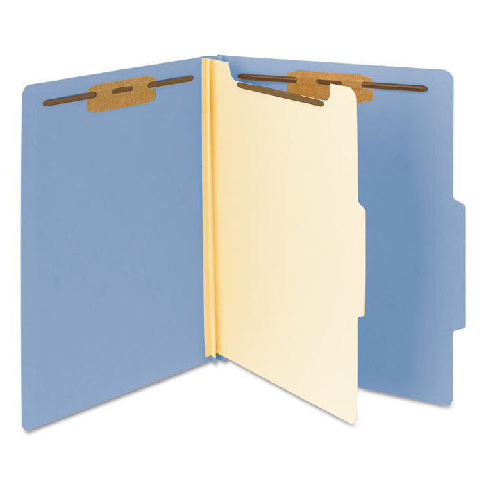 Colored Top Tab Classification Folders, 1 Divider, Letter Size, Blue, 10/Box