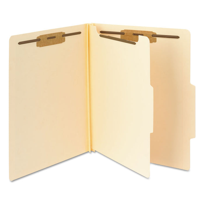 Manila Four- and Six-Section Top Tab Classification Folders, 1 Divider, Letter Size, Manila, 10/Box