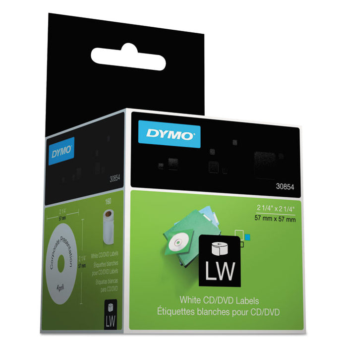LabelWriter CD/DVD Labels, 2.25" dia., White, 160 Labels/Roll