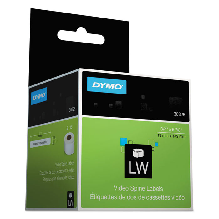 LabelWriter VHS/Spine Labels, 0.75" x 5.87", White/Blue Border, 75/Roll, 2 Roll/Pack