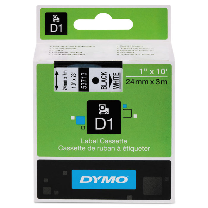 D1 High-Performance Polyester Removable Label Tape, 1" x 23 ft, Black on White
