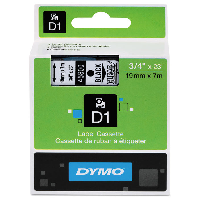 D1 High-Performance Polyester Removable Label Tape, 0.75" x 23 ft, Black on Clear