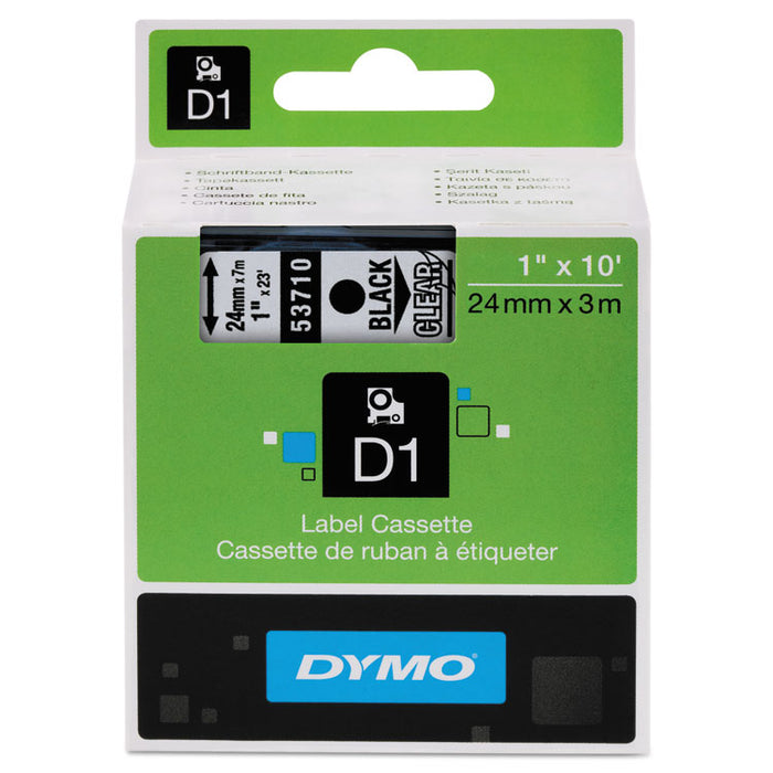 D1 High-Performance Polyester Removable Label Tape, 1" x 23 ft, Black on Clear