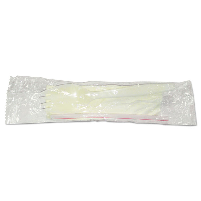 WraPolypropyleneed Cutlery Kit, Spork/Straw/Napkin, 5.25", White, 1000/Carton