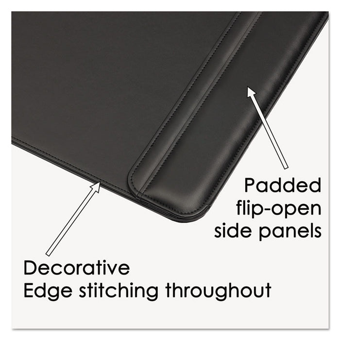 Sagamore Desk Pad w/Flip-Open Side Panels, 38 x 24, Black