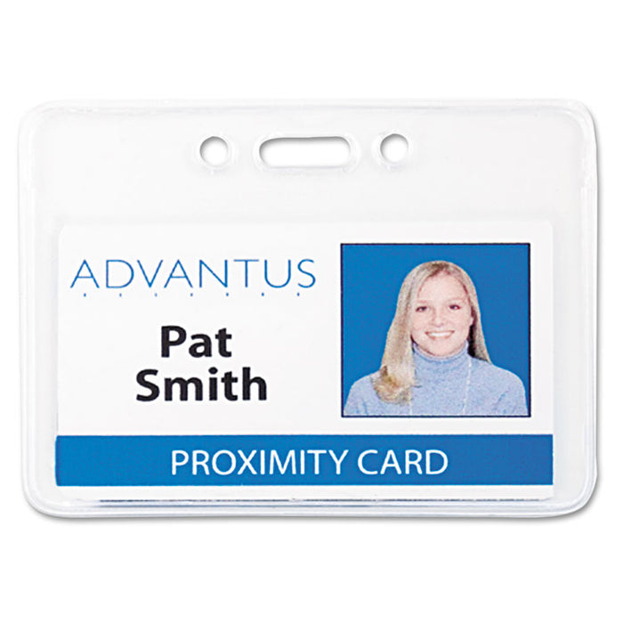 Proximity ID Badge Holder, Horizontal, 3.75 x 3, Clear, 50/Pack