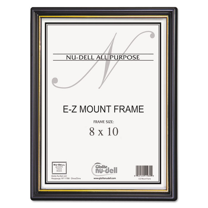 EZ Mount Document Frame/Accent, Plastic Face, 8 x 10, Black/Gold