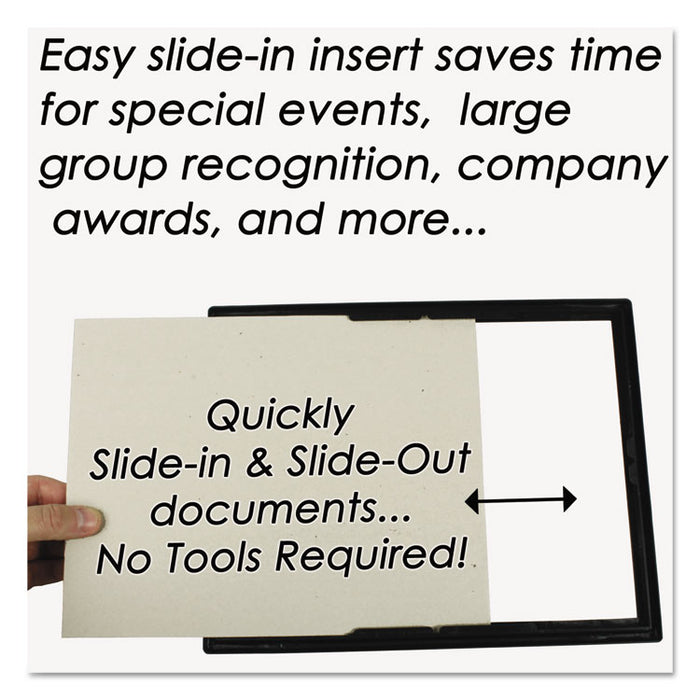 EZ Mount Document Frame with Trim Accent and Plastic Face, Plastic, 8.5 x 11 Insert, Black/Gold, 18/Carton