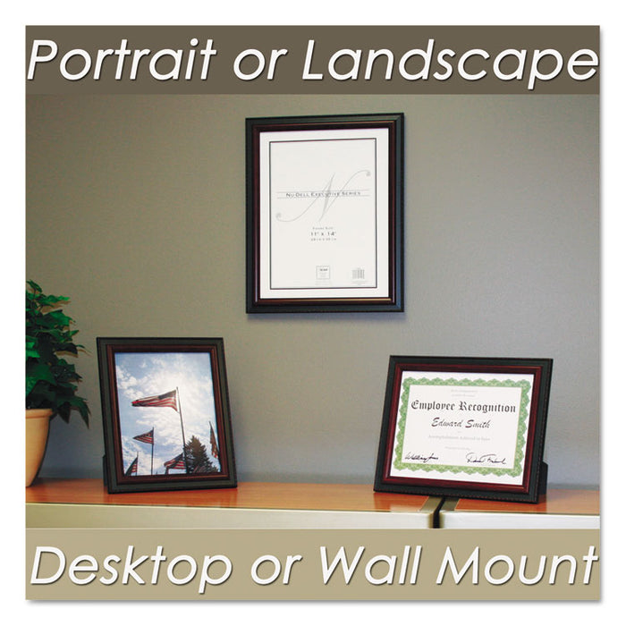 Executive Document Frame, Plastic, 11 x 14, Black/Mahogany