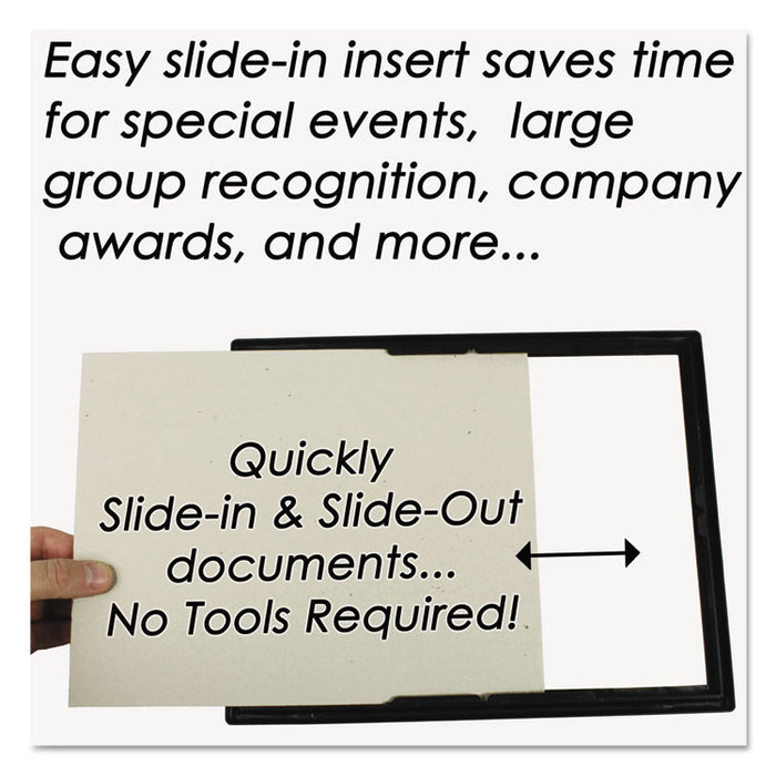 EZ Mount Document Frame with Trim Accent, Plastic Face , 8.5 x 11, Black/Gold