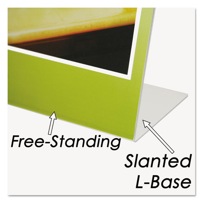 Clear Plastic Sign Holder, Stand-Up, Slanted, 8 1/2 x 11