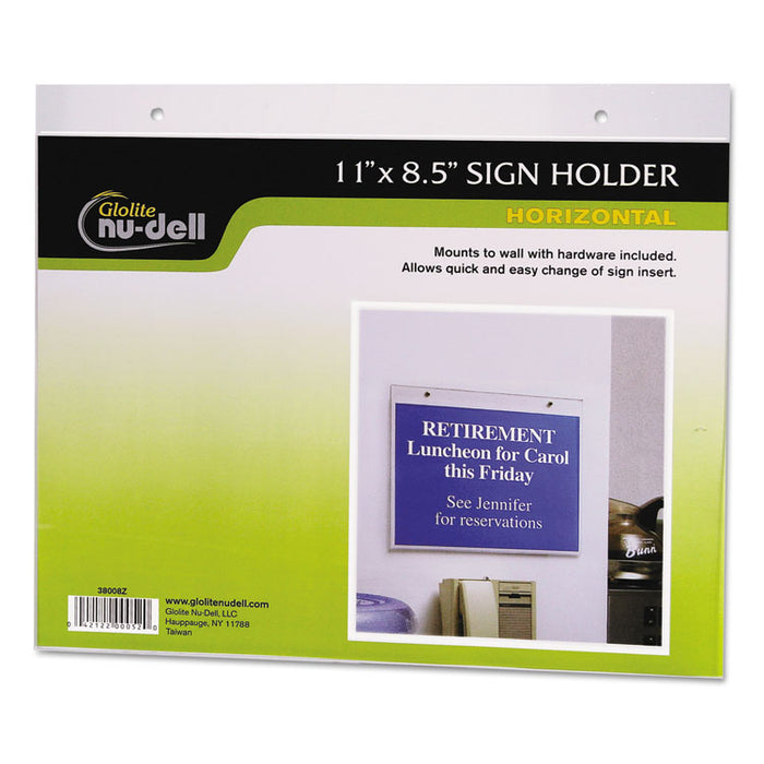 Clear Plastic Sign Holder, Wall Mount, 11 X 8 1/2