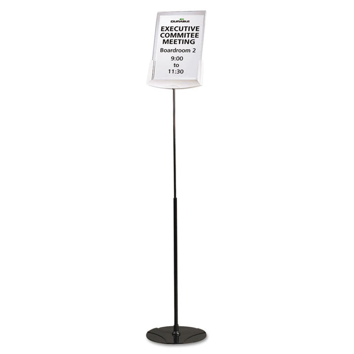 Sherpa Infobase Sign Stand, Acrylic/Metal, 40" to 60" High, Gray