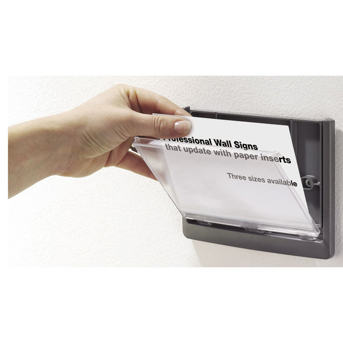 Click Sign Holder For Interior Walls, 6 3/4 x 5/8 x 5 1/8, Gray