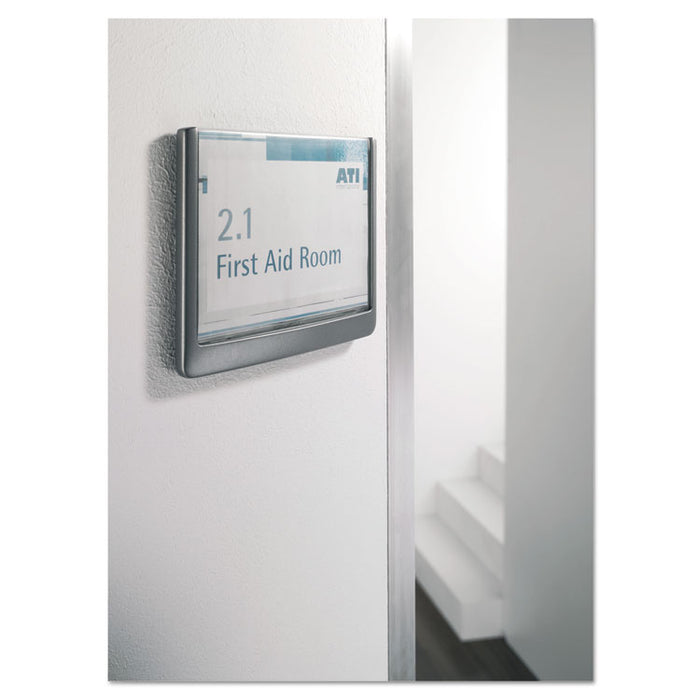 Click Sign Holder For Interior Walls, 6 3/4 x 5/8 x 5 1/8, Gray