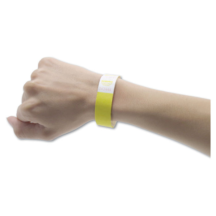 Crowd Management Wristbands, Sequentially Numbered, 9.75" x 0.75", Yellow, 500/Pack