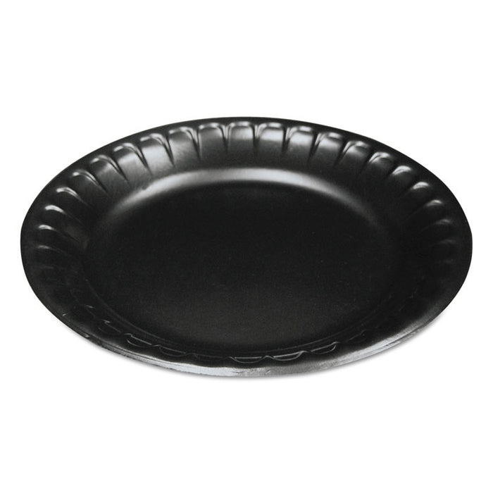 Placesetter Deluxe Laminated Foam Dinnerware, Plate, 6" dia, Black, 125/Pack, 8 Packs/Carton