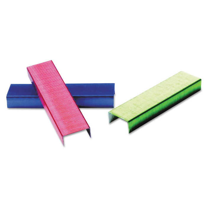 Color Bright Staples, 0.25" Leg, 0.5" Crown, Assorted, 6,000/Pack
