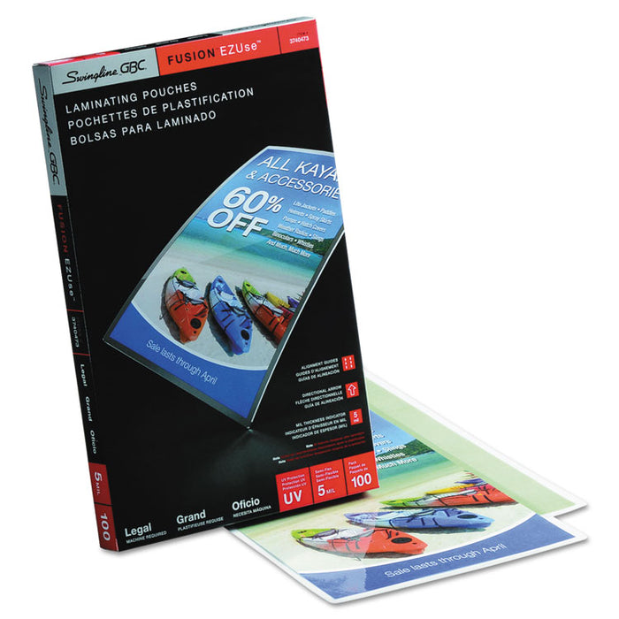 EZUse Thermal Laminating Pouches, 5 mil, 9" x 14.5", Gloss Clear, 100/Box