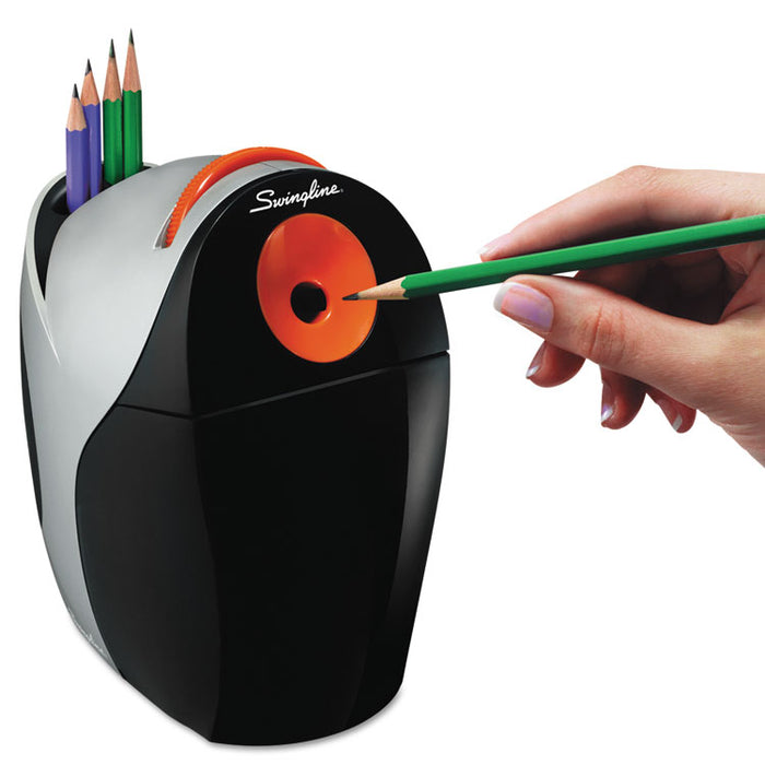 Optima Electric Pencil Sharpener, AC-Powered, 5" x 8.7" x 8", Gray/Orange