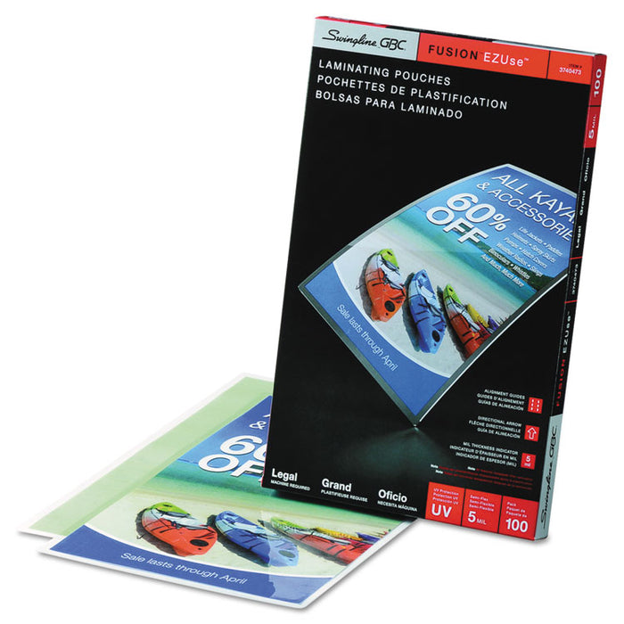 EZUse Thermal Laminating Pouches, 5 mil, 9" x 14.5", Gloss Clear, 100/Box