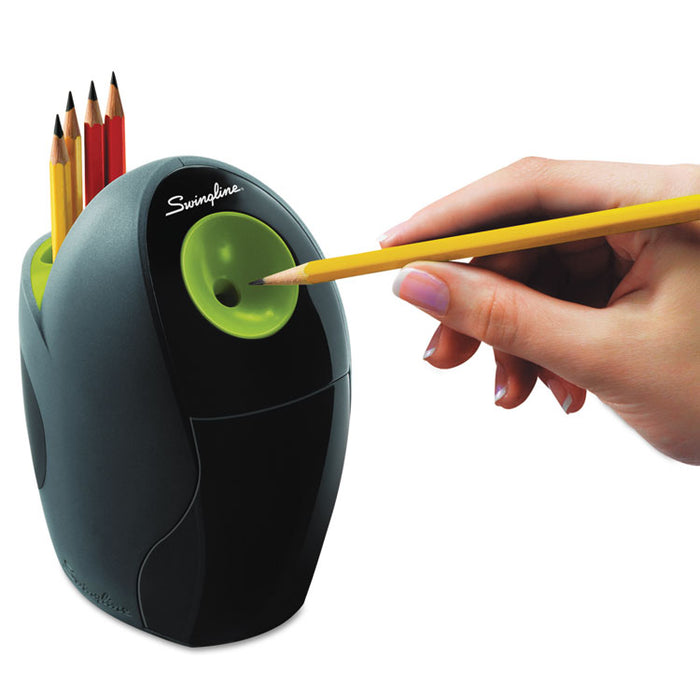 Personal Electric Pencil Sharpener, AC-Powered, 4.4" x 7.2" x 6.6", Graphite/Green
