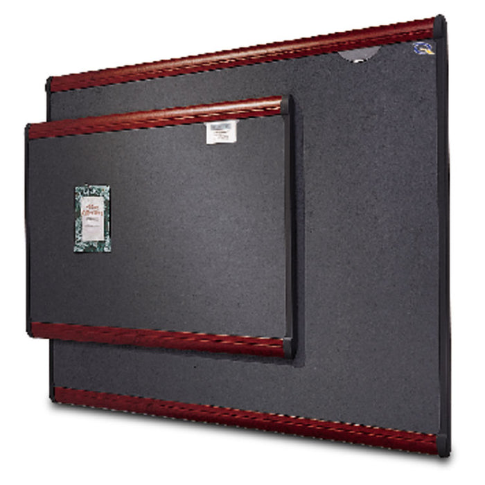 Prestige Bulletin Board, Diamond Mesh Fabric, 72 x 48, Gray/Mahogany Frame