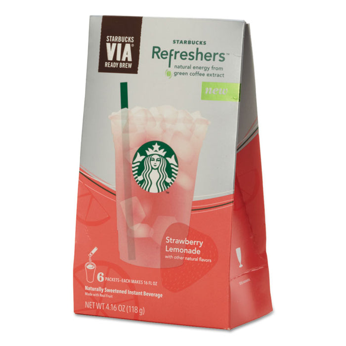 VIA Refreshers, Strawberry Lemonade, 4.16 oz Pack, 6/Box