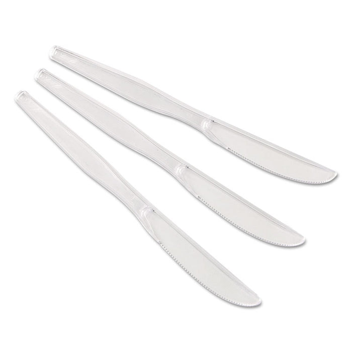 Heavyweight Polystyrene Cutlery, Knives, Clear, 1,000/Carton