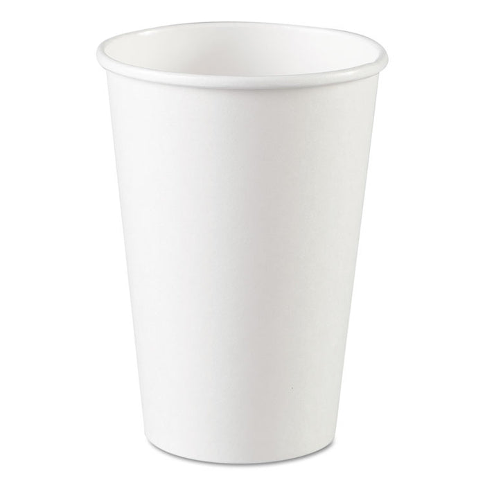 Paper Hot Cups, 16 oz, White, 50/Sleeve, 20 Sleeves/Carton