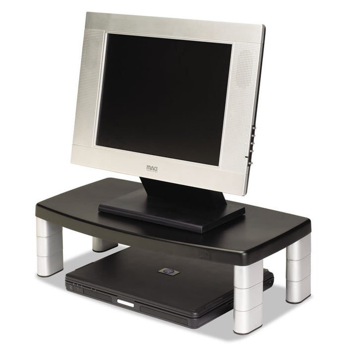 Extra-Wide Adjustable Monitor Stand, 20" x 12" x 1" to 5.78", Silver/Black, Supports 40 lbs