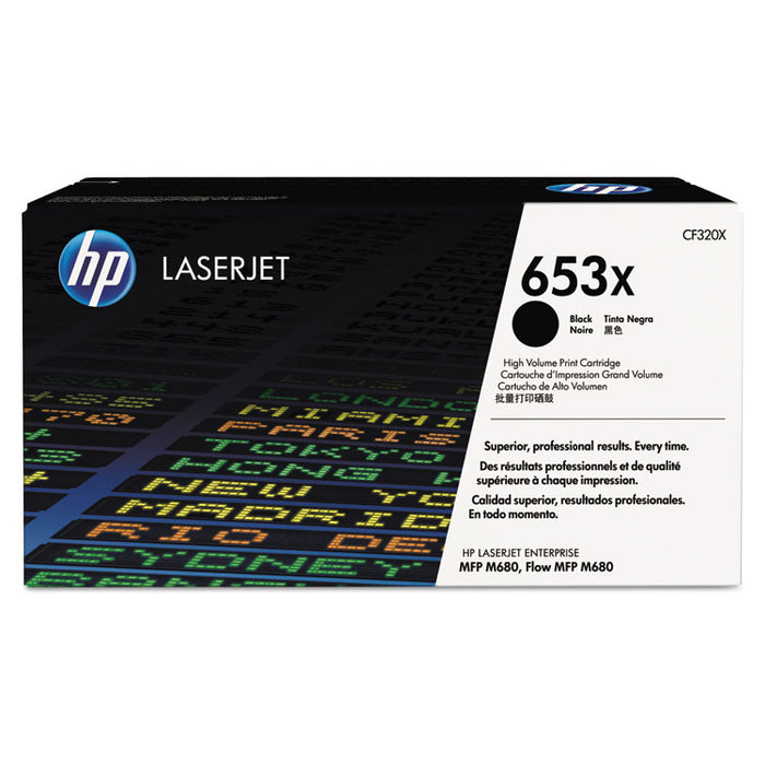 HP 653X, (CF320X) High Yield Black Original LaserJet Toner Cartridge