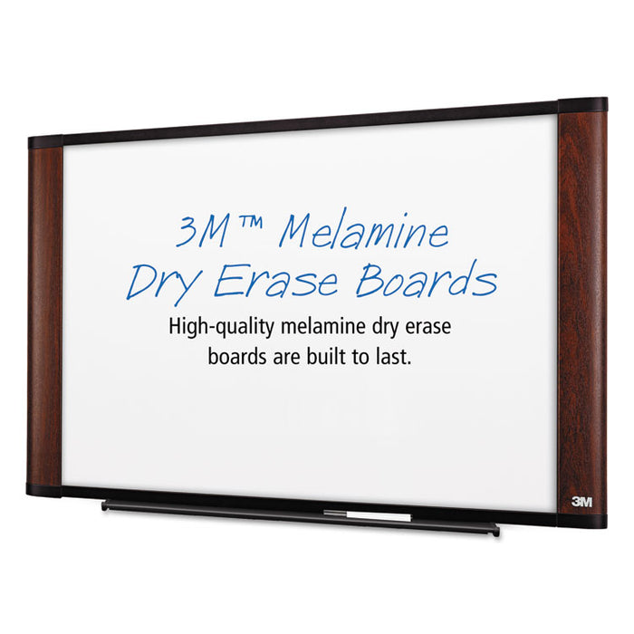 Melamine Dry Erase Board, 48 x 36, Mahogany Frame