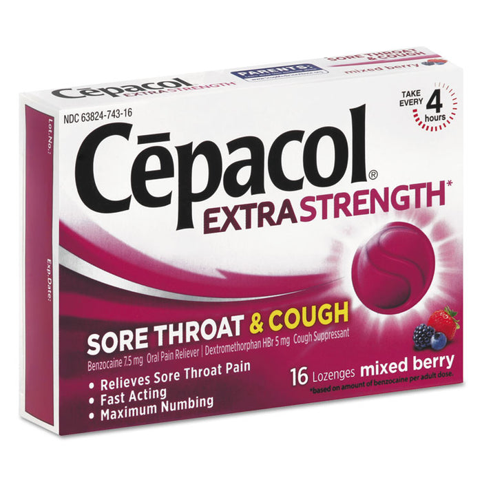 Sore Throat and Cough Lozenges, Mixed Berry, 16 Lozenges