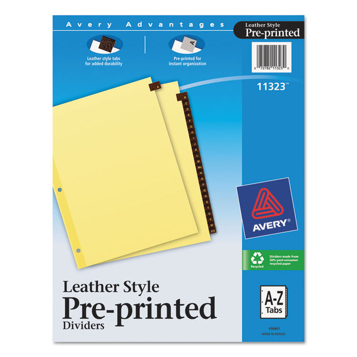 Preprinted Red Leather Tab Dividers w/Clear Reinforced Edge, 25-Tab, Ltr