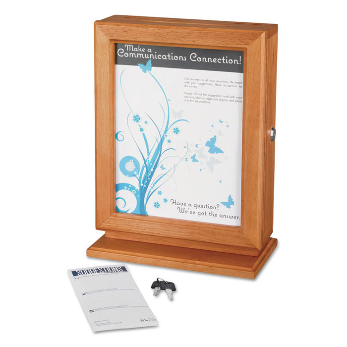 Customizable Wood Suggestion Box, 10 1/2 x 5 3/4 x 14 1/2, Cherry