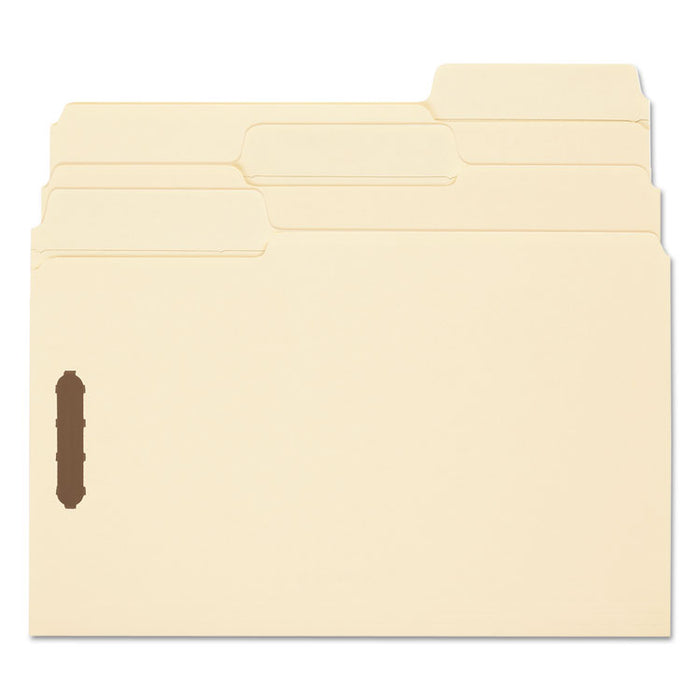 SuperTab Reinforced Guide Height Fastener Folders, 2 Fasteners, Legal Size, 11-pt Manila Exterior, 50/Box