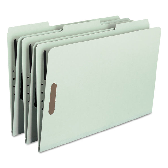 100% Recycled Pressboard Fastener Folders, Legal Size, 1" Expansion, Gray-Green, 25/Box