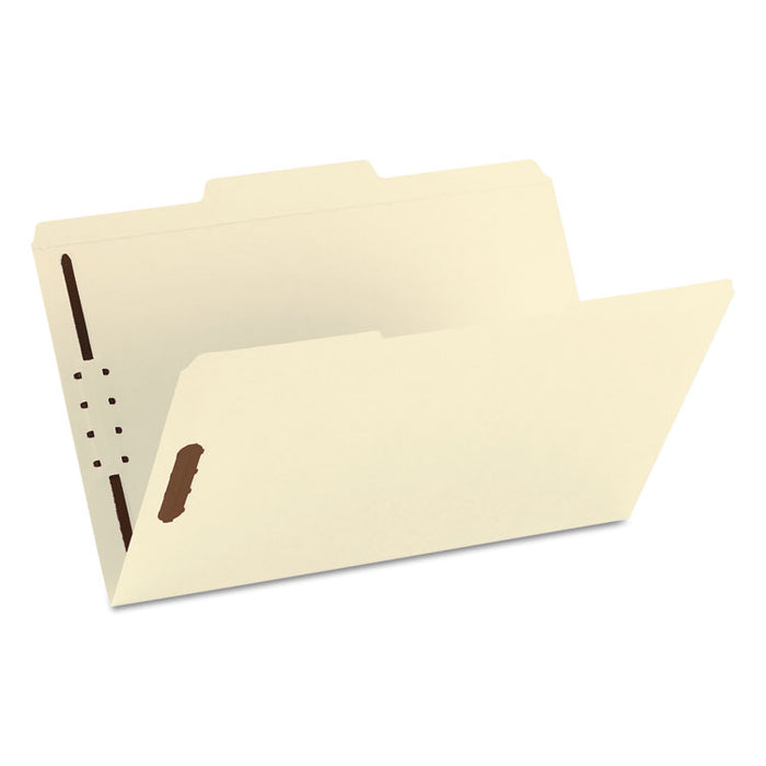 Top Tab Fastener Folders, 1/3-Cut Tabs: Assorted, 2 Fasteners, Legal Size, 11-pt Manila Exterior, 50/Box