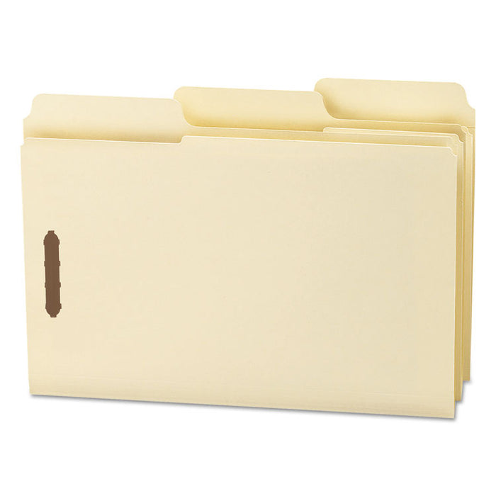SuperTab Reinforced Guide Height Fastener Folders, 2 Fasteners, Legal Size, 11-pt Manila Exterior, 50/Box