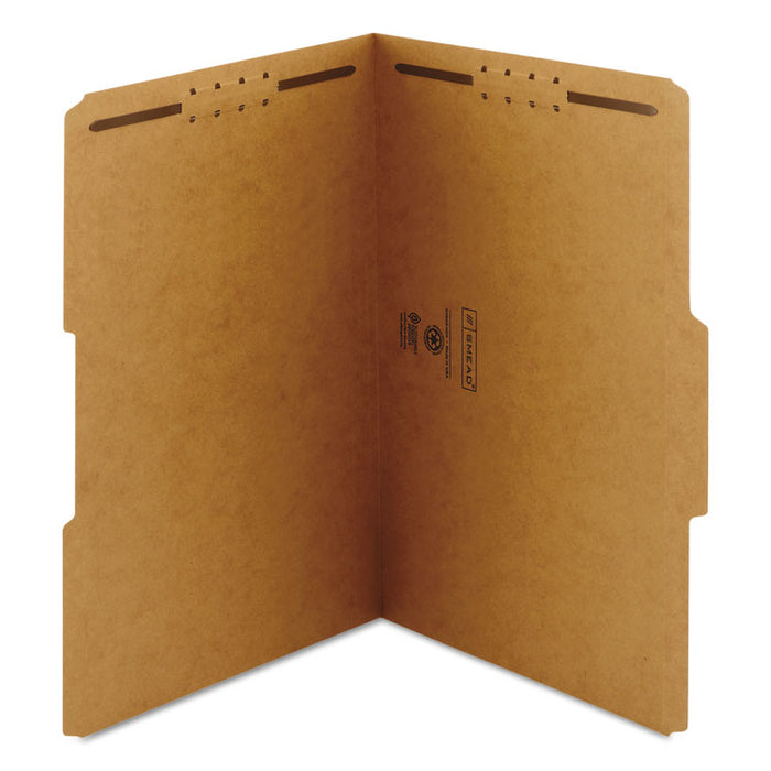 Top Tab Fastener Folders, 1/3-Cut Tabs: Assorted, 2 Fasteners, Legal Size, 11-pt Kraft Exterior, 50/Box