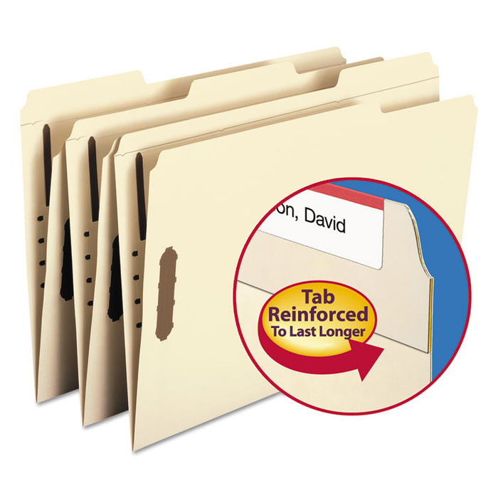 Top Tab Fastener Folders, 1/3-Cut Tabs: Assorted, 2 Fasteners, Legal Size, 11-pt Manila Exterior, 50/Box
