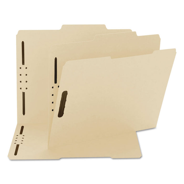 Top Tab Fastener Folders, Guide-Height 2/5-Cut Tabs: Right of Center, 2 Fasteners, Letter Size, 11-pt Manila Exterior, 50/Box