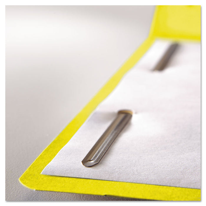 Top Tab Colored Fastener Folders, 2 Fasteners, Legal Size, Yellow Exterior, 50/Box